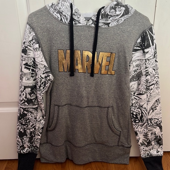 Marvel Tops - MARVEL Comic Gray Hoodie Sweatshirt Unisex